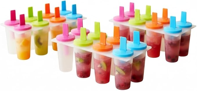 Zerodeko Ice Pop Mold, Set 24 Pcs Reusable Silicone Freezer Trays for Diy Ice Cream Treats Kids Parties and Healthy Summer Snacks