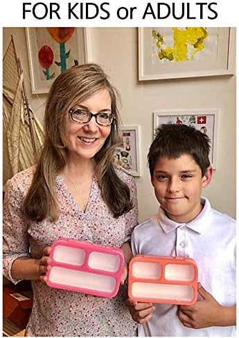 Small Snack Containers for Kids Toddlers - 3 Compartments (Set of 3) - Leak-Proof Boxes with Lids - BPA-Free Plastic Mini Bento Lunch Box - Ideal for School, Daycare, Holds 2 Cups (Pink Coral+Orange)