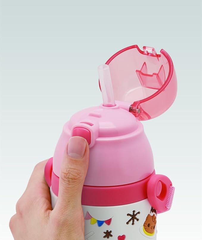 stainless children water bottle 380ml straw drinking 3D Hello Kitty snack time SSPV4