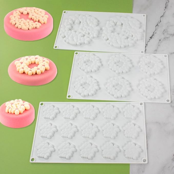 Diy Bubble Cloud Flower Silicone Mold Dessert Cake for Chocolate Tool Decorating Jelly Kitchen Cake Baking Dish Mould Mouss (Cloud Flower N_11.84 X7 X0.32 inch)