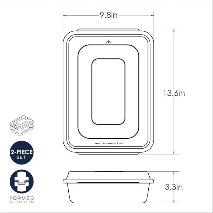 Nordic Ware Natural Aluminum Commercial Cake Pan with Lid, Rectangle Pan with Lid Silver, 9 x 13