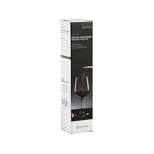 Restaurantware Electric Wine Opener 1 Count 1.9 x 1.9 x 9.1 Inches Battery Operated Plastic Corkscrew With Foil Cutter Compact Black Design For Quick One-Touch Uncorking