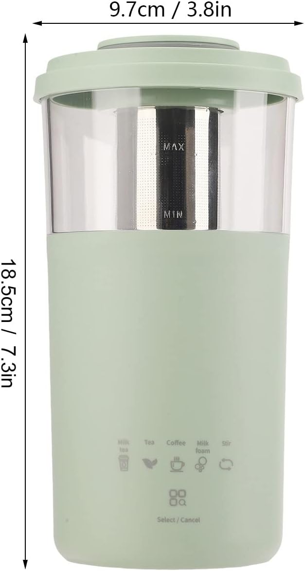 Milk Frother, 350ml Portable Electric Frother for Coffee, Automatic Milk Foamer for Latte Cappuccino Chocolate Milk Tea (Green)