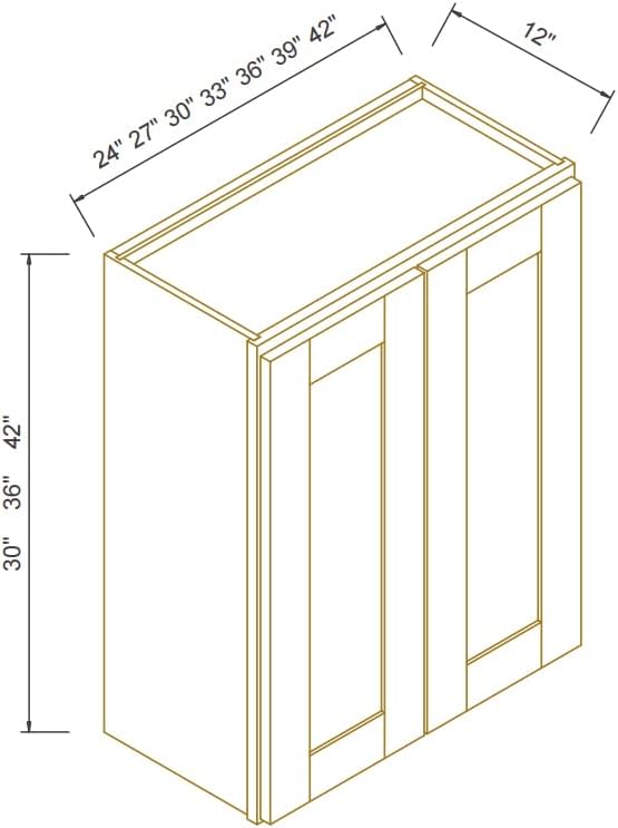 Wall-Mounted Cabinet – Solid Wood Shaker Style Medicine Cabinet with Adjustable Shelves & Soft-Close Doors for Bathroom, Kitchen, and Office Storage (Charcoal Black, 39" W x 12" D x 42" H)