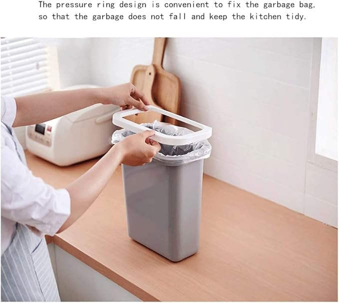 Trash Cans Hanging Waste Bin Under Kitchen Sink,Plastic Dustbins Over Cabinet Door with Top Ring to Fix Garbage Bag Outdoors and Home (Color : Gray)