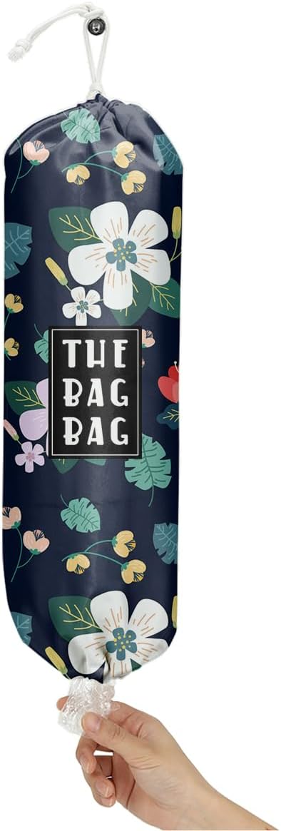 Flowers Plastic Bag Organizer,Reusable Grocery Country Style Plastic Bag Dispenser for Home Kitchen Travelling Camping Decor, use 1 Pack，Flowers Pattern