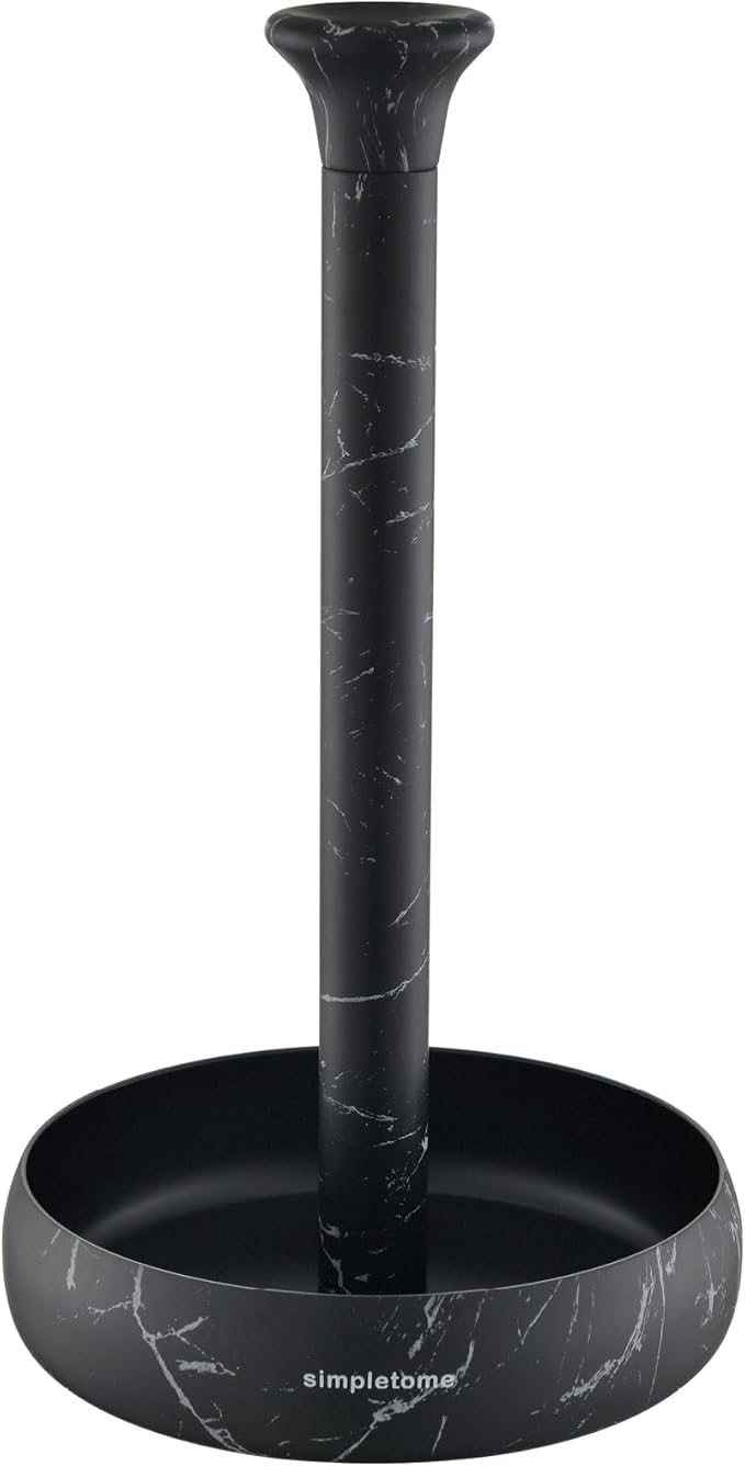simpletome Paper Towel Holder Countertop Keep It Rolled Up Weighted Base (Marble Black)