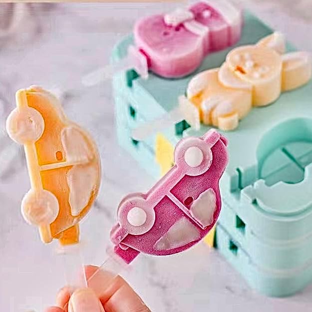 3 Pcs Cute Silicone Ice Cube Mold Set For Toddlers and Kids, BPA-Free Food Grade Ice Tray, Homemade Frozen Popsicle Maker Mold (3 PCS（dinosaur*1+airplane*1+car*1))