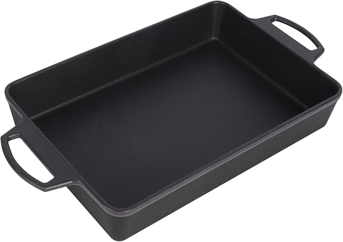 Cast Iron Casserole Dish for Oven, 4.8 Quart Rectangular Baking Pan and Large Lasagna Pan