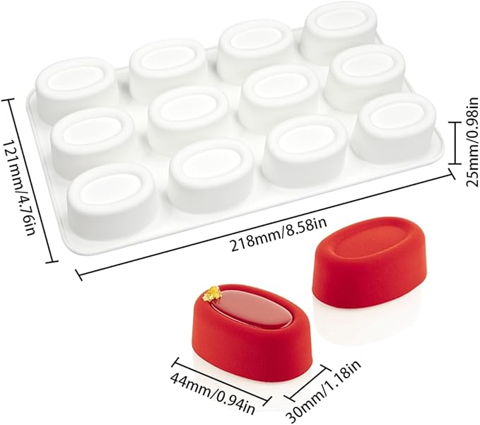 mostsom Silicone Molds Mousse Molds Silicone Oval Silicone 3D Baking Mousse Cake Mold Dessert Molds DIY Aromatherapy Candle Plaster Mould Handmade Soap Mold (D_ Small Oval)