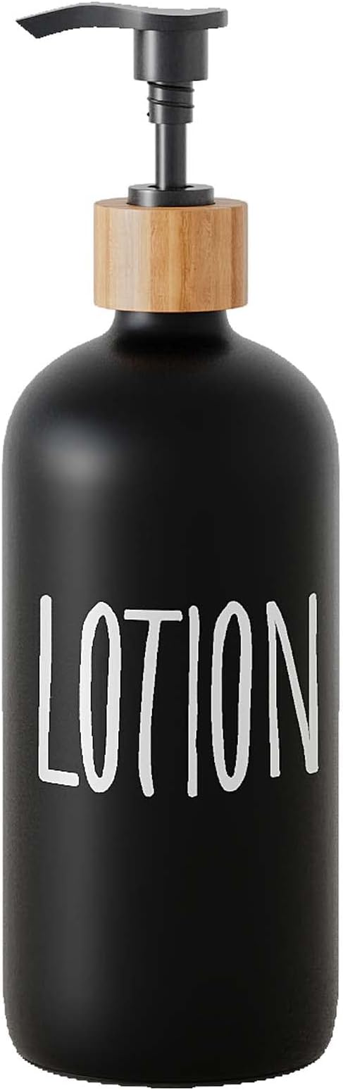 Glass Lotion Dispenser,Refillable Matte Black Hand Lotion Dispenser Suitable for Bedroom,Body or Hand Lotion Bottle Rustic Bedroom Decor
