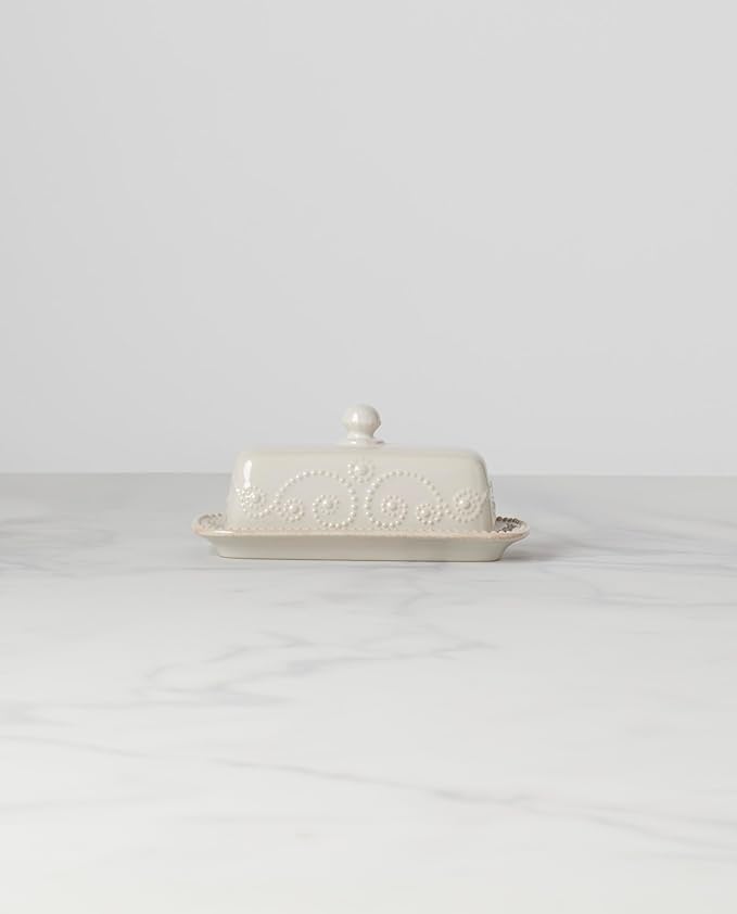 Lenox French Perle Covered Butter Dish, White -