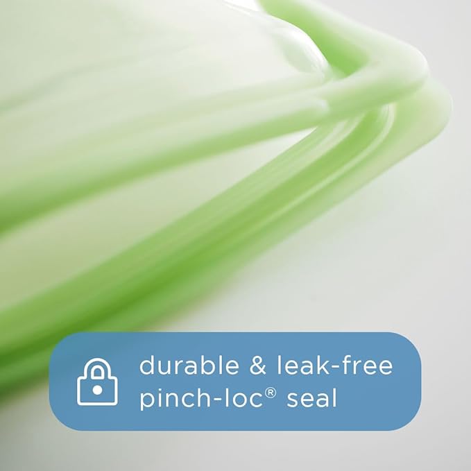 Stasher Silicone Reusable Storage Bag, Pocket Bags 2-Pack, Microwave, Dishwasher, Oven Safe, Sous Vide, Eco Friendly, Leak-free, Food-safe Silicone Snack Bags for Travel, 4 oz, Clear & Deep Ocean | Reusable Food Bags
