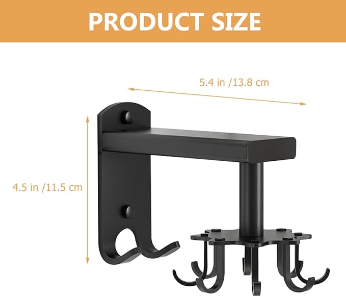 Rotatable 8-Claw Kitchen Utensil Hooks Black Space Aluminum Alloy 360-degree Swivel Wall-Mounted Sundries Organizer for Measuring Cups and Spoons