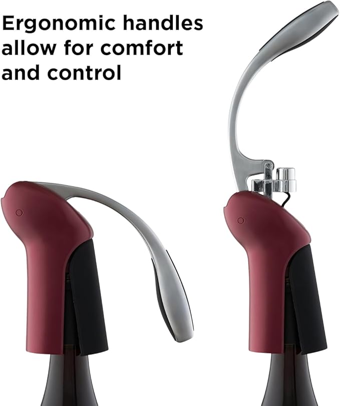 Rabbit Vertical Corkscrew Wine Opener with One-Pull Design, Foil Cutter Included, Easy to Use Manual Lever, Durable Stainless Steel Spiral, Merlot