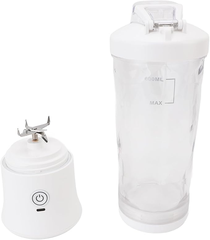 Qinlorgo Portable Blender, 600ml 18000RPM USB C Rechargeable Mini Juicer Cup with Stainless Steel Blades and RGB Light, for Travel Gym Outdoor Sports