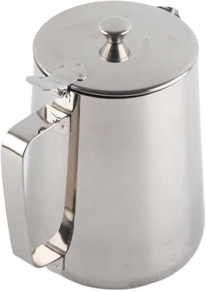Stainless Steel Milk Frothing Pitcher with Lid for Latte Coffee Art, Small 3oz Creamer Jug, Metal Barista Set, Mini Cup for Health Gear Coffee (2000ml)