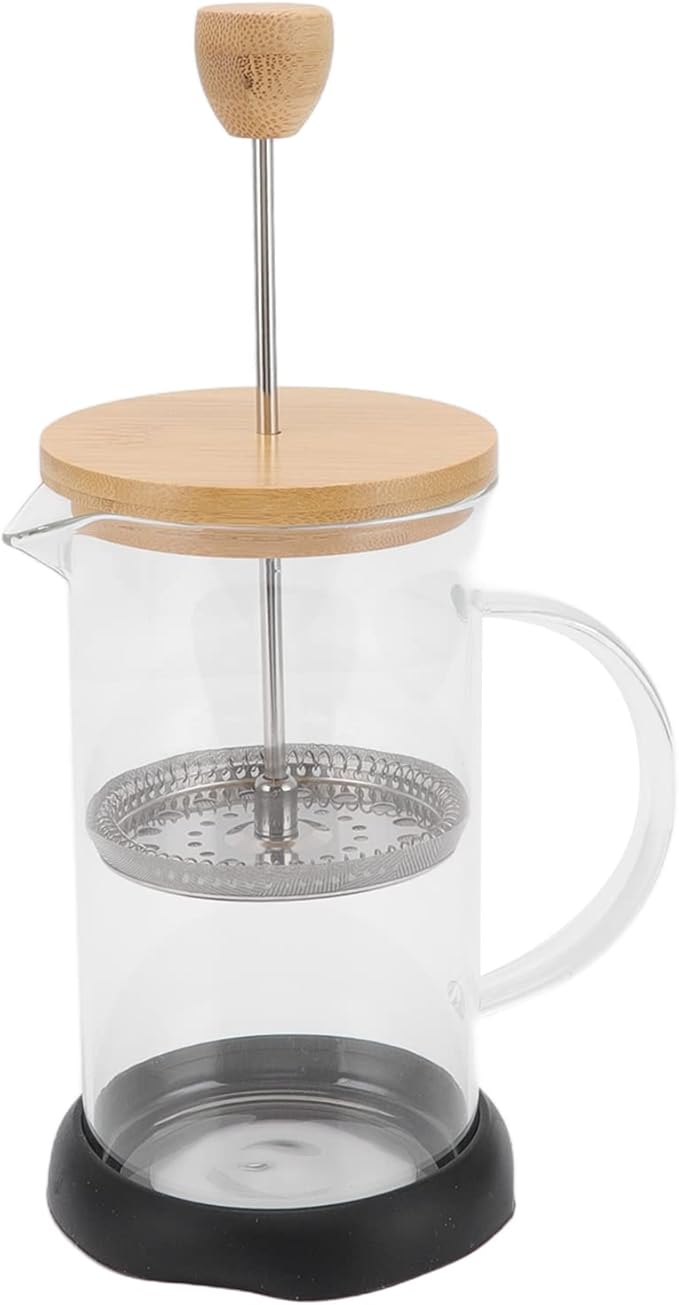 Heat Resistant Hand Brewing Filter French Press Borosilicate Borosilicate Tea Cafe Brewing Pot for Office Use (600ml Bamboo Cover)