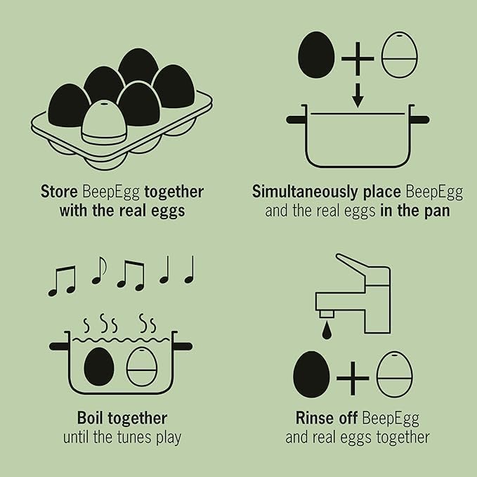 BrainStream BeepEgg Basic Egg Timer - Plays Tunes When Eggs are Ready, Works with Any Egg Size, Temperature-Sensitive for Precise Cooking, Made in Germany, Fun Kitchen Essential (Green)
