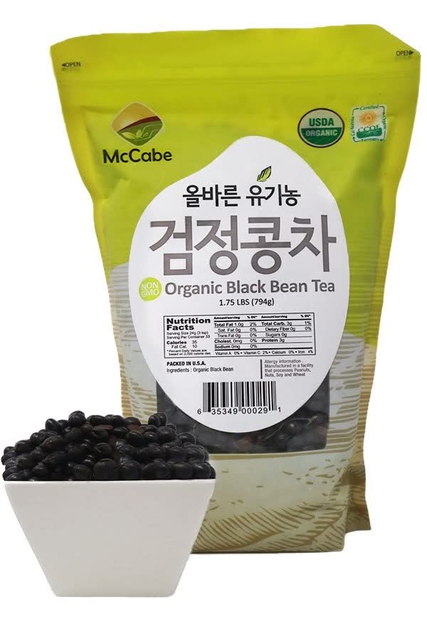 McCabe Organic Black Bean Tea - Roasted Black Beans Tea | USDA and CCOF Certified | Roasted and Packed in USA | 1.75 lbs (28 Oz) Pack of 3