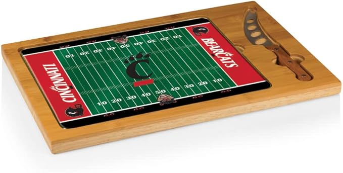 PICNIC TIME NCAA Icon Glass Top Cutting Board & Knife Set, Cheese Boards Charcuterie Boards, Serving Platter, (Parawood & Bamboo)