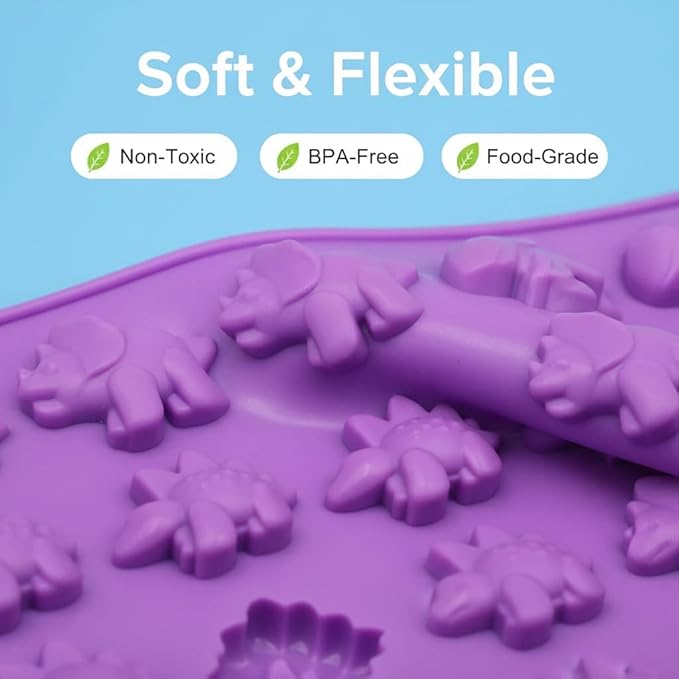 Gummy Candy Molds - 5Pcs Silicone Gummy Mini Dinosaur Molds With 2pcs Dropper,Non-stick and Bpa Free for Mini Candy Chocolate Gummies Baking