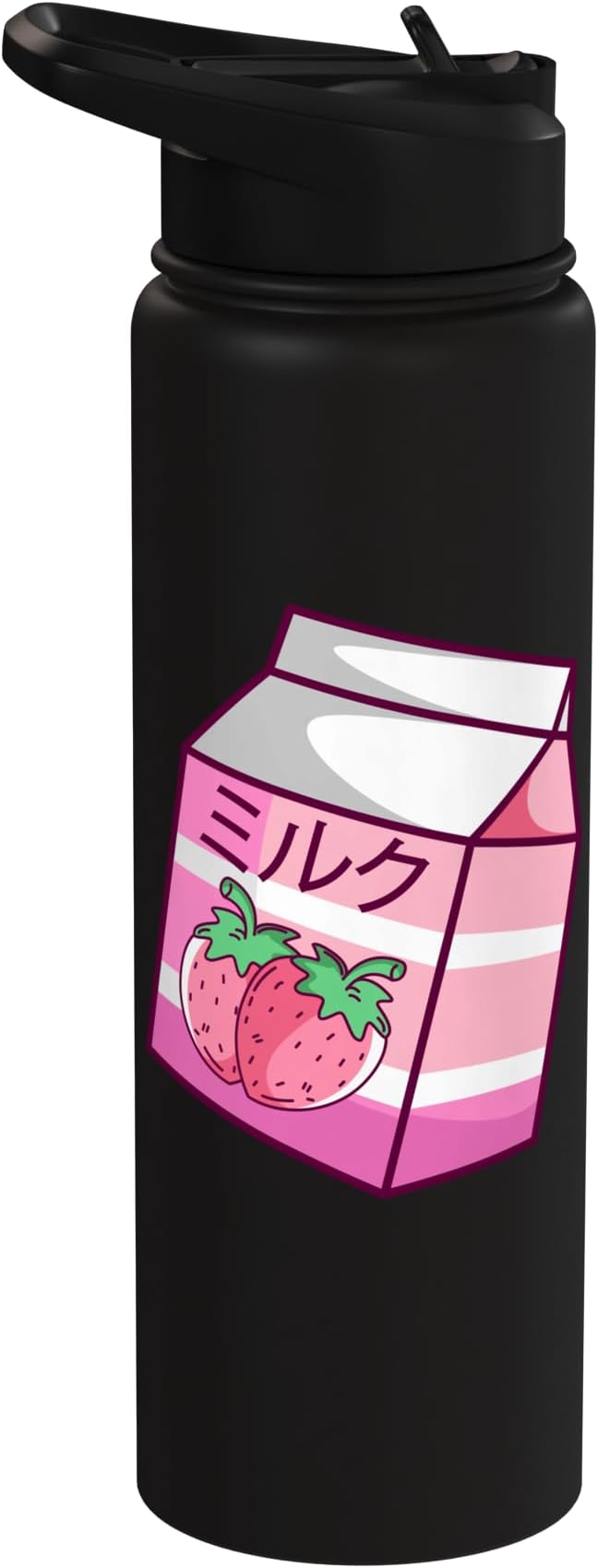 Kawaii Japanese Pink Retro 90s Strawberry Milk Carton Stainless Steel Insulated Water Bottle