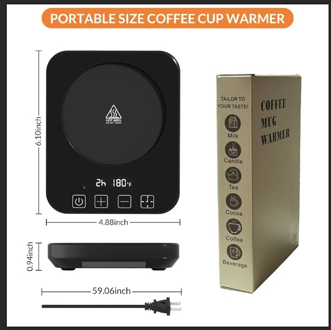 Coffee Mug Warmer,Cup Warmer with 7 Temp Settings,8H Auto Shut Off & 12H Timer,Fast Bottle Warmers for All Bottles,The Ultimate Coffee Warmer Plate for Beverage Lovers (Wood)