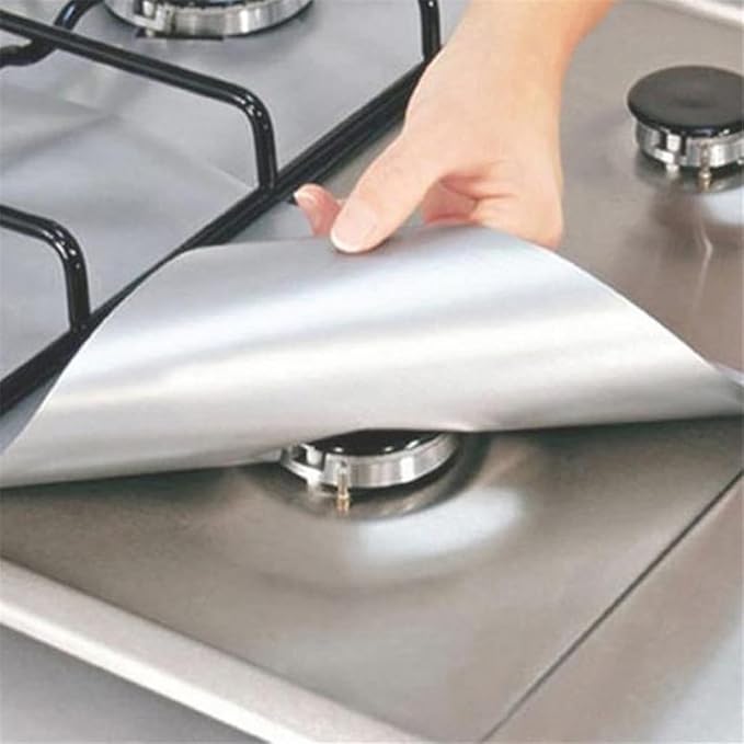 JSEIAJB 4pcs Gas Stove Non-Stick Liner Heat Resistant Protector Cooker Mat Pad Kitchen Protect Gas Stove Stovetop Tool(White-Fruit peach5)