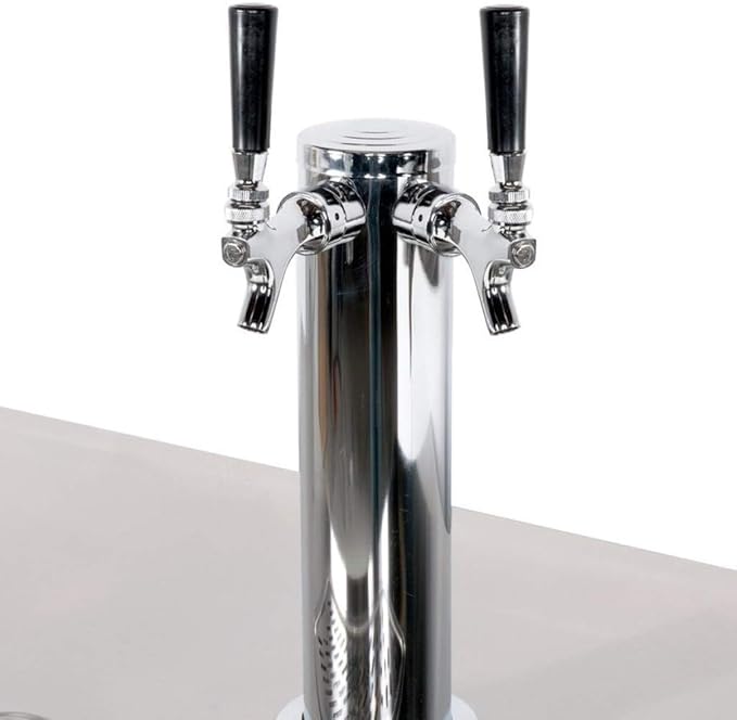 PEAKCOLD 2 Door, 4 Tap Commercial Beer Dispenser - Double Tower Keg Cooler - Kegerator; 60" W
