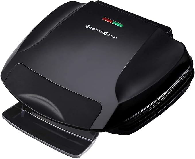 Health and Home 2-Serving Classic Plate Grill Maker and Panini Press, Black, KS-306