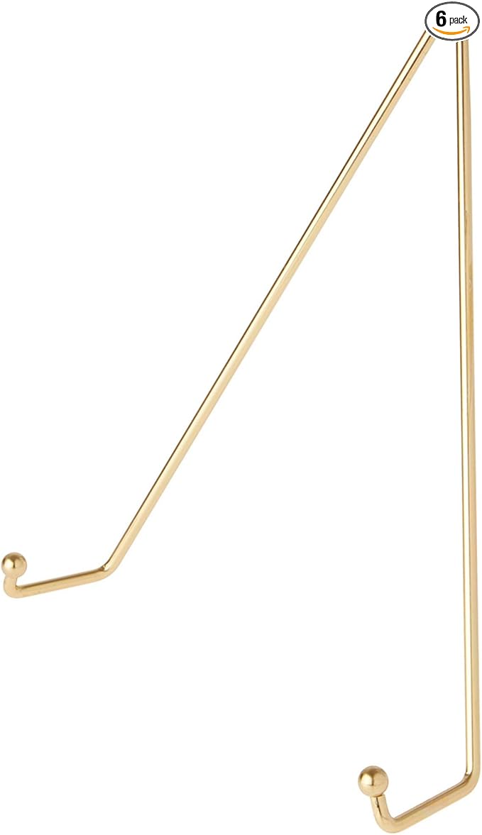 Bard's Shiny Gold-toned Wall Mountable Plate Hanger, 10" H x 8.25" W x 2" D (For Plates 10" - 14"), Pack of 6