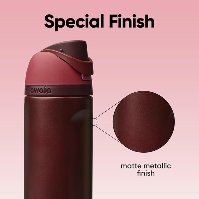 Owala FreeSip Insulated Stainless Steel Water Bottle with Straw, BPA-Free Sports Water Bottle, Great for Travel, 24 Oz, Black Cherry