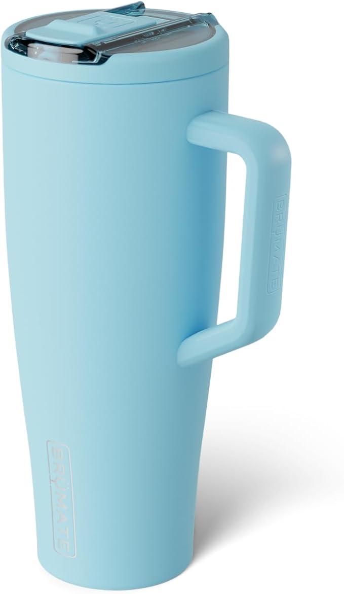 BrüMate Era Flip 40oz Tumbler with 100% Leakproof Covered Straw Lid | Hygienic Covered Straw | Insulated Stainless Steel Water Bottle with Handle | Cup Holder Friendly | BPA-Free (Glacier)