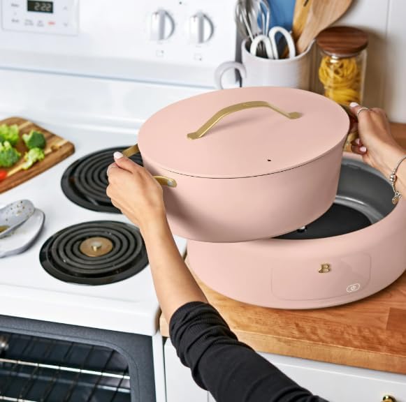 10-in-1 Electric Multi-Cooker, 6 Quart Programmable Cooking Pot with Digital Display, Nonstick Interior, One-Touch Controls, Multi-Function Kitchen Appliance (Rose)