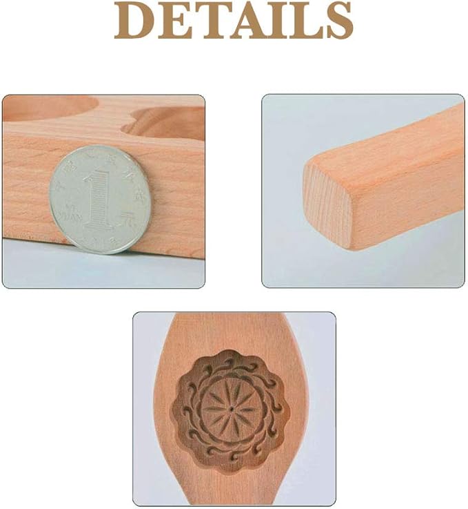 Killer's Instinct Outdoors Carved Round Wooden Mould Press Mooncake Mold Middle Eastern Cookie & Cake Mold 2-1/2" Diameter 1/2" Depth Maamoul Cookie Spoon