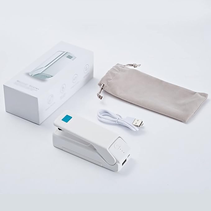 Handheld Heat Vacuum Sealer Mini Portable Sealer Small Household Plastic Bag Sealer Multifunctional Snack Sealer (Color : White, Size : 11.5x3.8x3.5cm)
