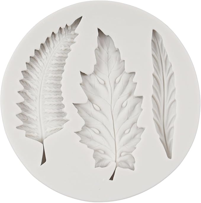 Leaf Silicone Mold Maple Leaf Fondant Mold Rose Leaf Molds Fern Leaves Candy Molds For Cake Decoration Cupcake Topper Chocolate Polymer Clay Gum Paste Set of 6