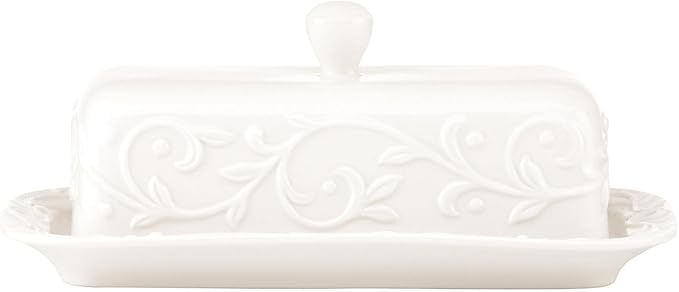 Lenox Opal Innocence Carved Butter Dish, White -