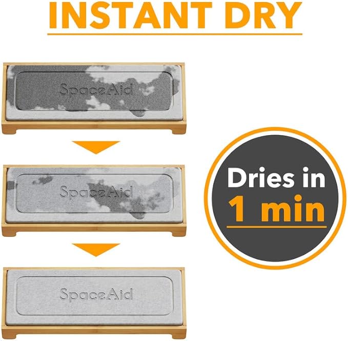 SpaceAid Instant Dry Sink Caddy Organizers and Stone Dish Drying Mat for Kitchen Counter Set