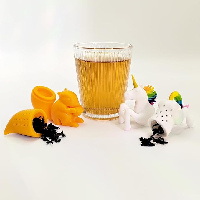 2 Pcs Tea Infuser Cute, Reusable Tea Strainers, Fun Tea Infuser, Leaf Tea Infuser Is a Lovely Companion for Afternoon Tea Time (Unicorn + Squirrel)