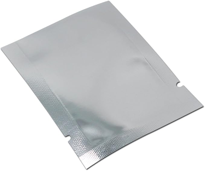 Silver Aluminum Foil Pouch Heat Seal Front Window Plastic Mini Open Top Flat Vacuum Packaging Mylar Bag Food Small Sample Mylar Storage with Tear Notch (100, 12x17cm (4.7x6.7 inch))