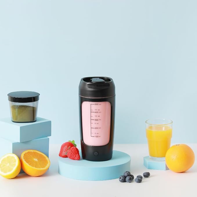 SHOOV Electric Protein Shaker Bottle | Built-in Protein Powder Storage - 22 oz, USB-Rechargeable, for Sports and Workouts, Automatic Mixer Bottle for Protein Shakes, Easy to Use, Easy to Clean (Black)