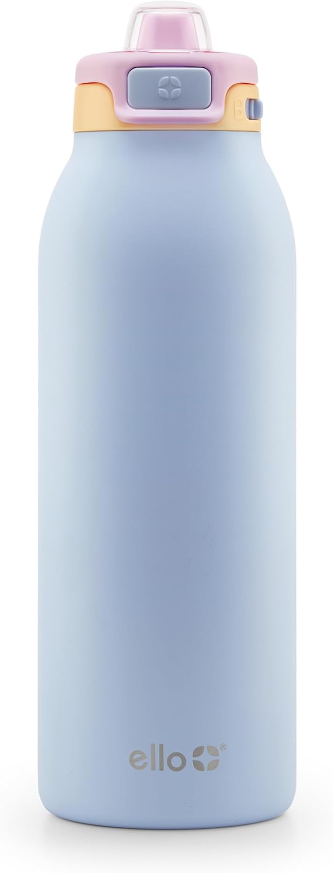 Ello Pop & Fill 40oz Stainless Steel Water Bottle with Quick Fill Technology, Double Walled and Vacuum Insulated Metal, Leak Proof Locking Lid, Sip and Chug, Reusable, BPA Free, Coastal Sunrise