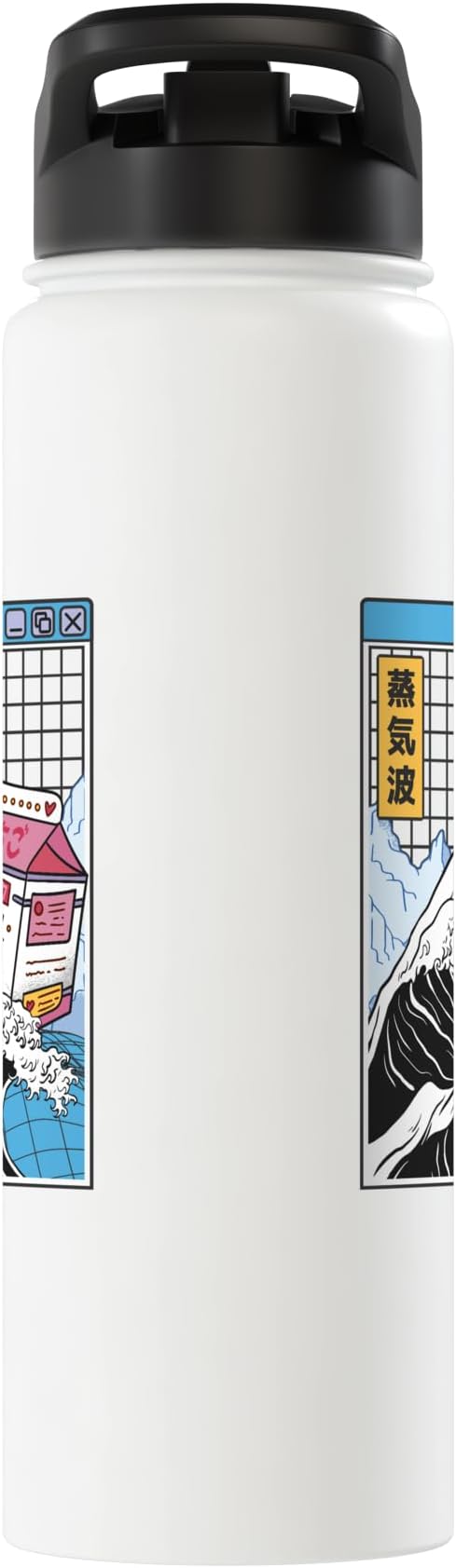 Strawberry Milk Carton Great Wave Kawaii Vaporwave Anime Stainless Steel Insulated Water Bottle