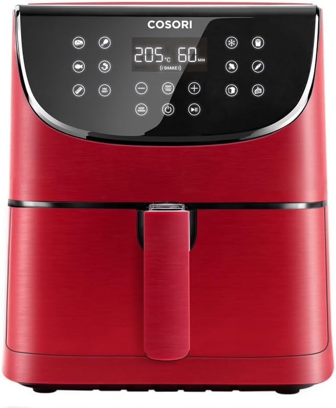 COSORI Air Fryer 5.8QT Oil-Free XL Electric Hot Air Fryers Oven, Programmable 11-in-1 Cooker with Preheat & Shake Reminder, Equipped Digital Touchscreen and Nonstick Basket, 100 Recipes, Red