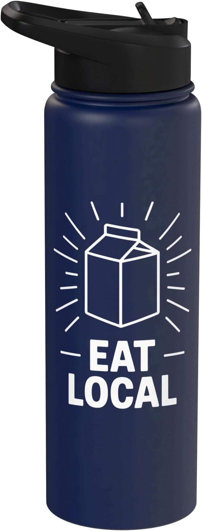 Funny Eat Local Milk Carton Minimalist Saying Stainless Steel Insulated Water Bottle