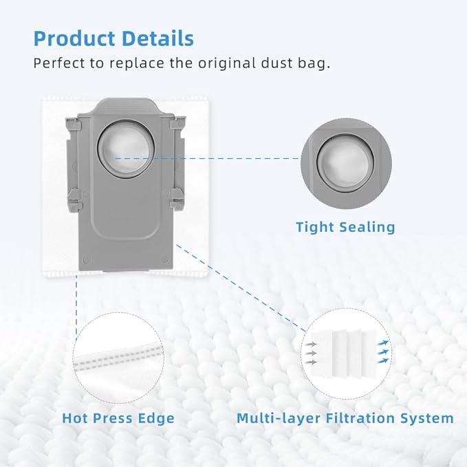 6 Pack Reusable Zipper Bags for Roborock Revo Series, S8 MaxV Ultra, 3L Large Capacity by Funway Design, Dust Vacuum Bag