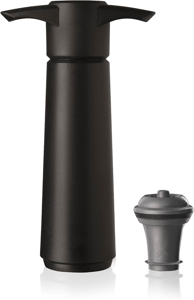 Vacu Vin Original Wine Saver with 1 Vacuum Bottle Stopper – Wine Preserver Pump for Red or White Wine – Manual Air Remover System – Airtight Seal – Keep Wine Fresh Longer – Black
