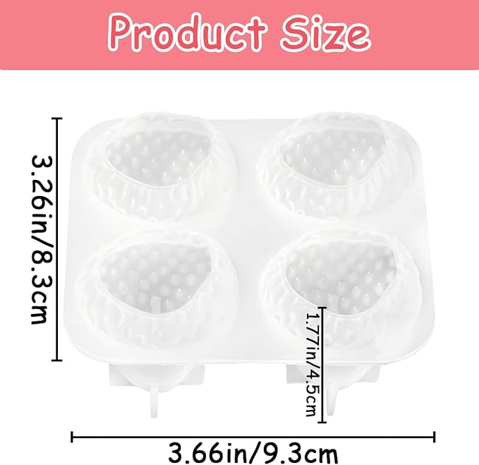2 Set 4 Cavity 3D Strawberry Chocolate Mold Fruit Resin Molds Scented Candle Making Molds Strawberry Silicone Mold for Baking Dessert Molds Ice Cube Jello Cake Chocolate Truffle Mold Pastry